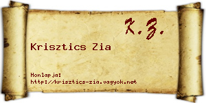 Krisztics Zia névjegykártya